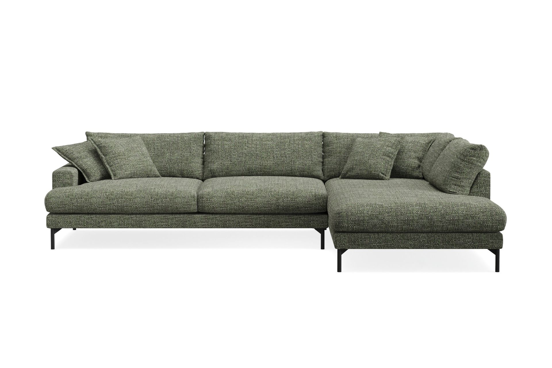 Menard Premium 5-seters høyrevendt L-formet dyp sjeselongsofa i chenille - Grønn
