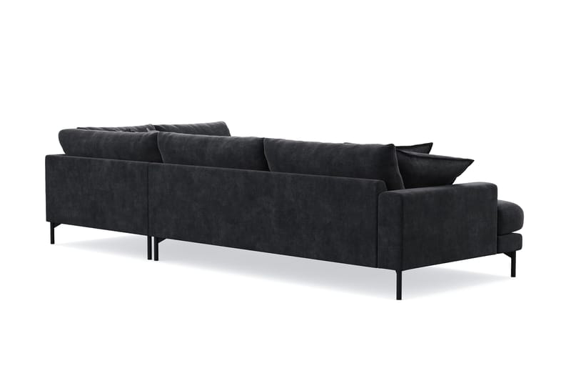 Menard Premium 5-seters høyrevendt L-formet dyp sjeselongsofa i chenille - Svart - Møbler - Sofaer - Sofa med sjeselong