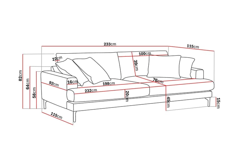 Menard Premium 4-personers Dyb Sofa i Chenille - Grøn - Møbler - Sofaer - 4 seter sofa