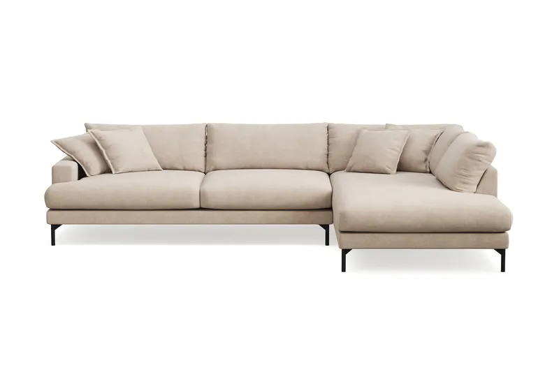 Menard Premium 5-seters høyrevendt L-formet dyp sjeselongsofa i stoff - Beige - Møbler - Sofaer - Sofa med sjeselong