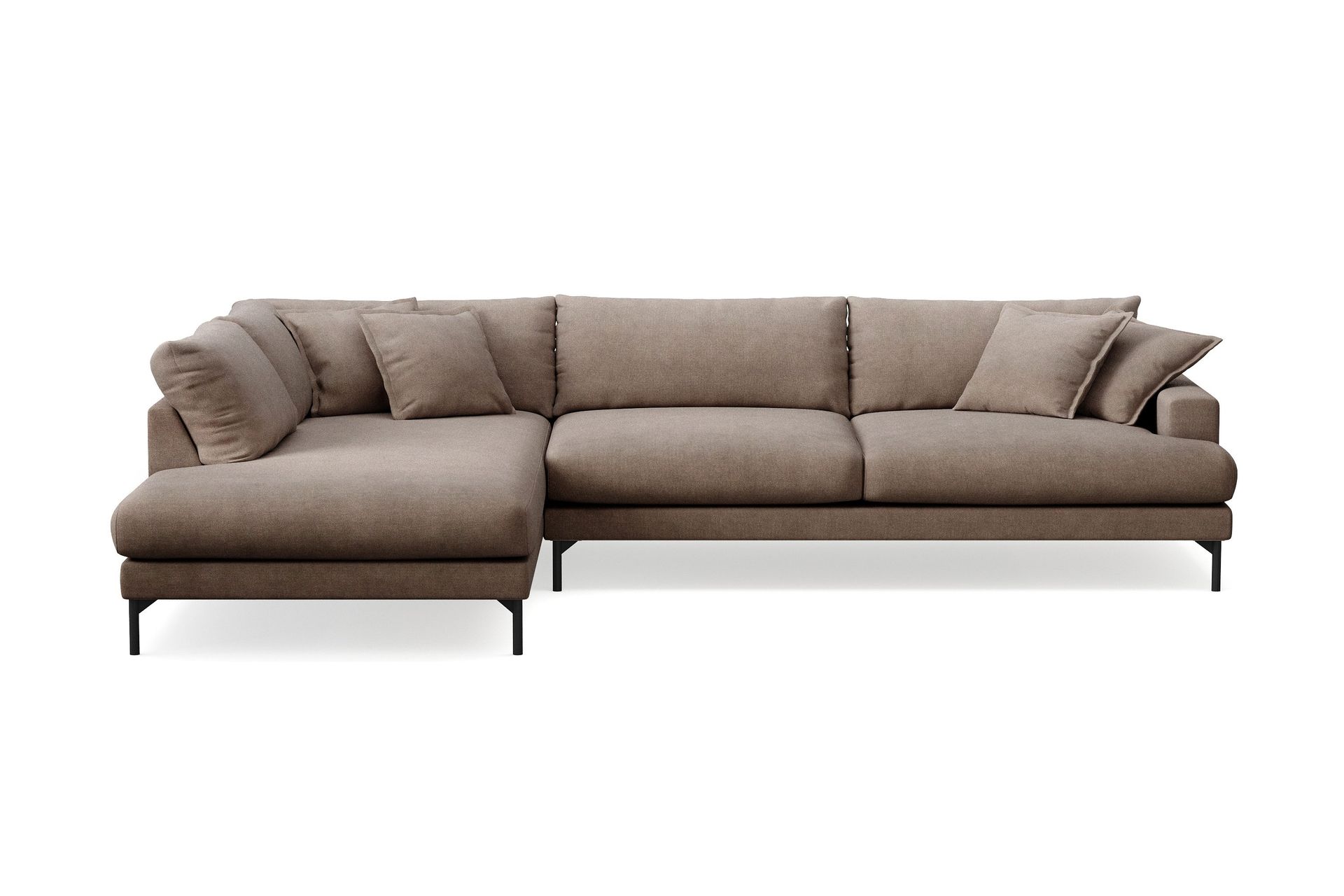 Menard Premium 5-seters venstrevendt L-formet dyp sjeselongsofa i stoff - Brun