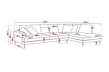Menard Premium 5-seters høyrevendt L-formet dyp sjeselongsofa i chenille - Brun - Møbler - Sofaer - Sofa med sjeselong