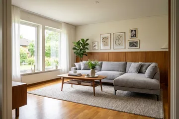 Menard Premium 5-seters høyrevendt L-formet dyp sjeselongsofa i chenille - Grå - Møbler - Sofaer - Sofa med sjeselong