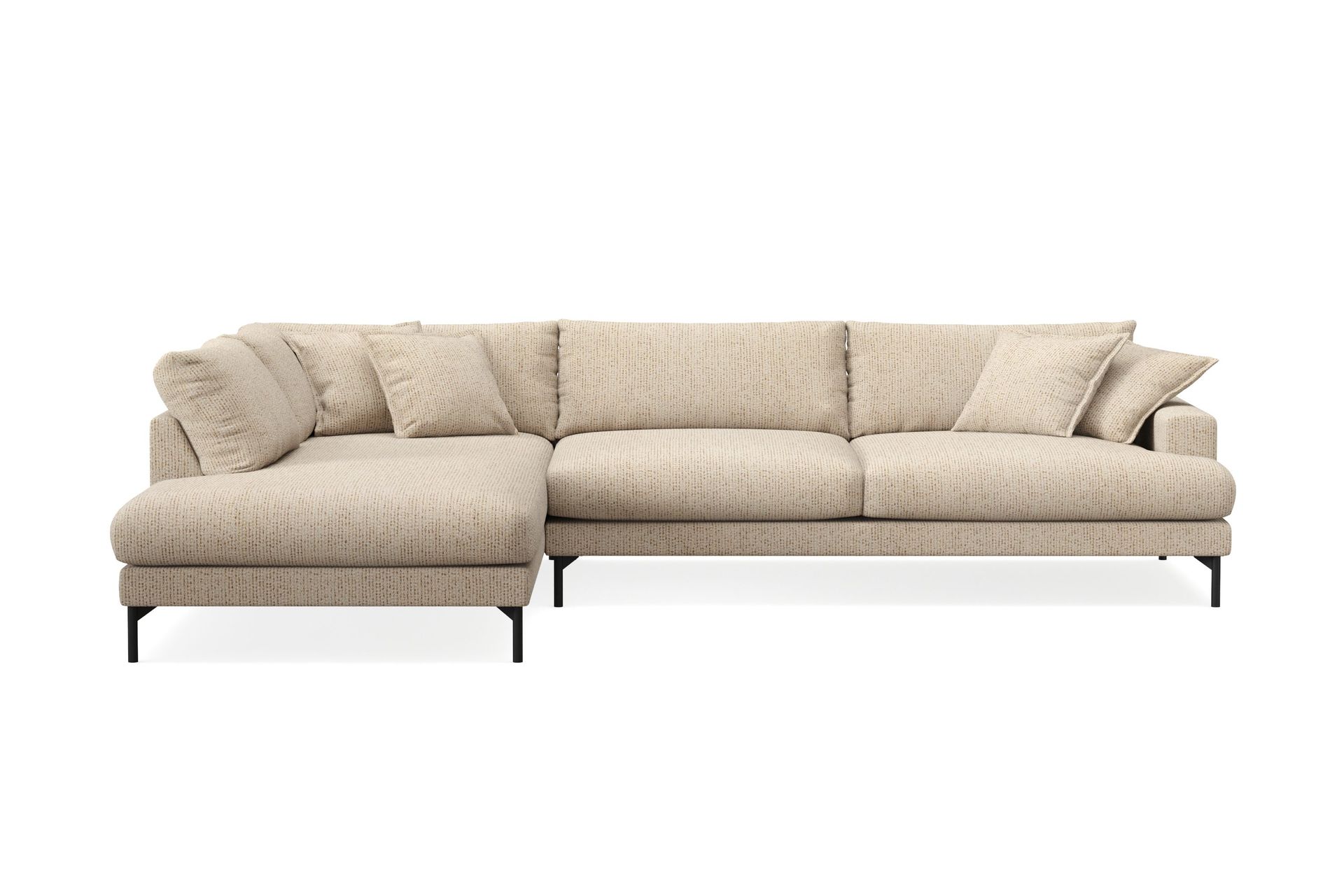 Menard Premium 5-seters venstrevendt L-formet dyp sjeselongsofa i chenille - Beige