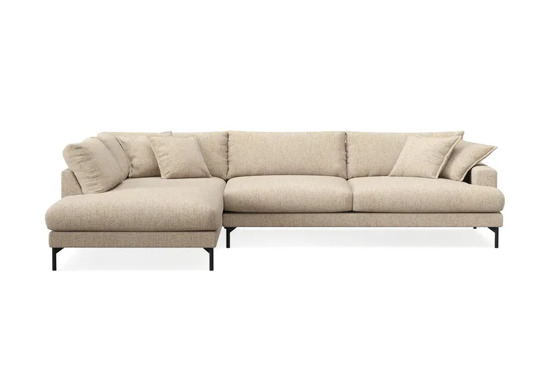 Menard Premium 5-personers Venstrevendt L-formet Dyb ChaiselongSofa i Chenille - Beige - Møbler - Sofaer - Sofa med sjeselong
