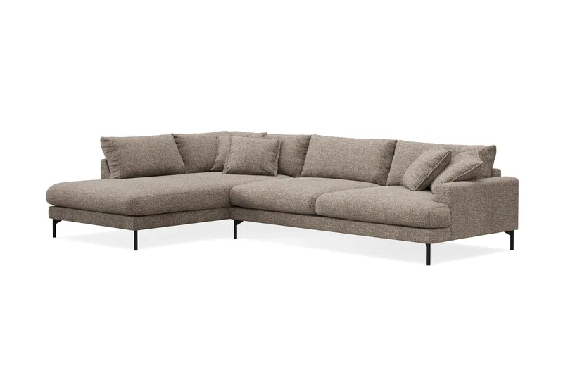 Menard Premium 5-personers Venstrevendt L-formet Dyb ChaiselongSofa i Chenille - Brun - Møbler - Sofaer - Sofa med sjeselong