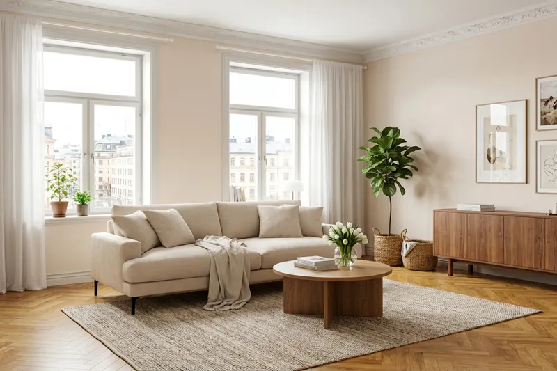 Menard Premium 4-seters dyp sofa i chenille - Trenza 06, Beige Chenille - Møbler - Sofaer - 4 seter sofa