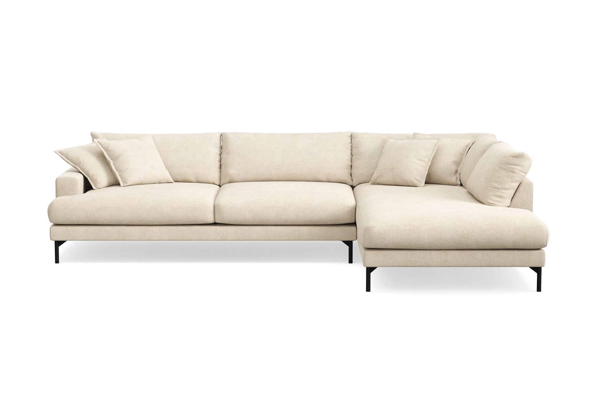 Menard Premium 5-seters høyrevendt L-formet dyp sjeselongsofa i chenille - Beige
