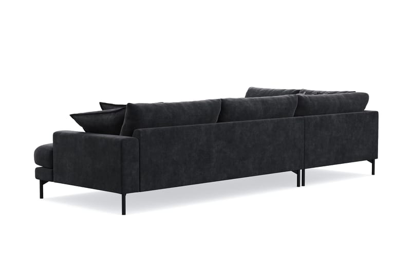 Menard Premium 5-seters venstrevendt L-formet dyp sjeselongsofa i chenille - Svart - Møbler - Sofaer - Sofa med sjeselong