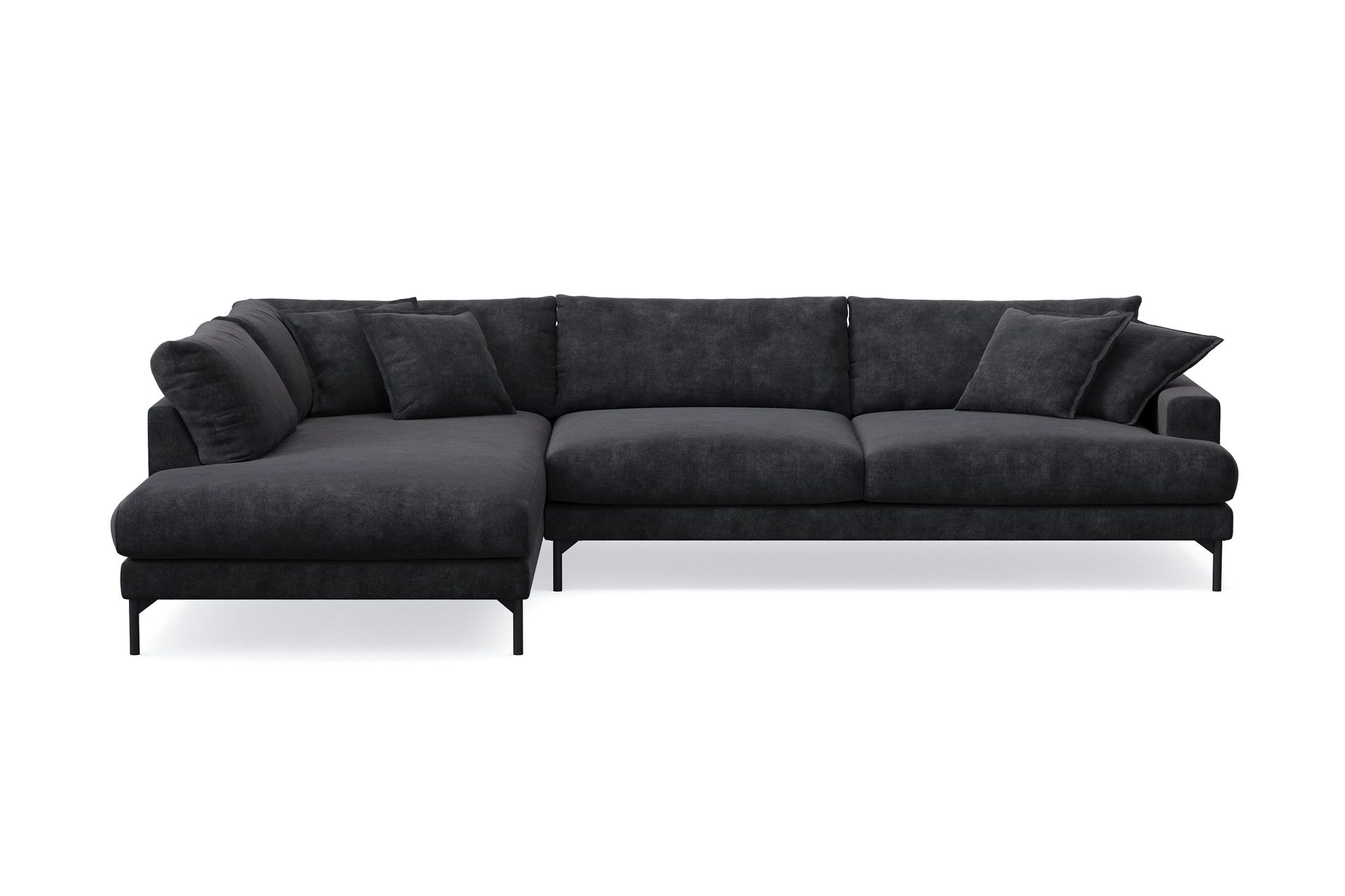 Menard Premium 5-seters venstrevendt L-formet dyp sjeselongsofa i chenille - Svart