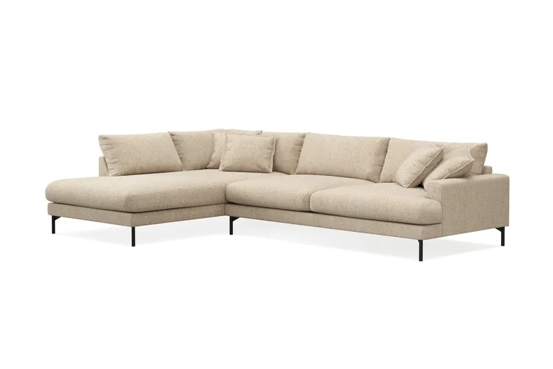 Menard Premium 5-personers Venstrevendt L-formet Dyb ChaiselongSofa i Chenille - Beige - Møbler - Sofaer - Sofa med sjeselong