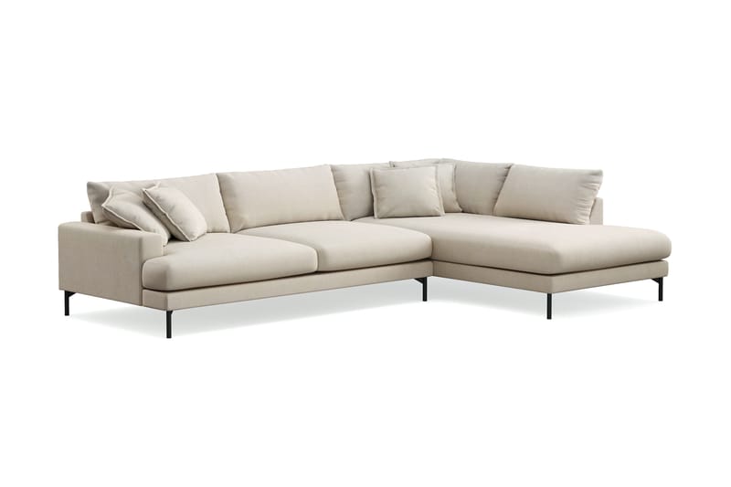 Menard Premium 5-seters høyrevendt L-formet dyp sjeselongsofa i stoff - Beige - Møbler - Sofaer - Sofa med sjeselong