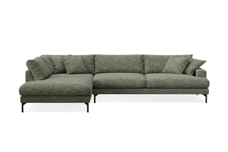 Menard Premium 5-personers Venstrevendt L-formet Dyb ChaiselongSofa i Chenille - Grøn - Møbler - Sofaer - Sofa med sjeselong