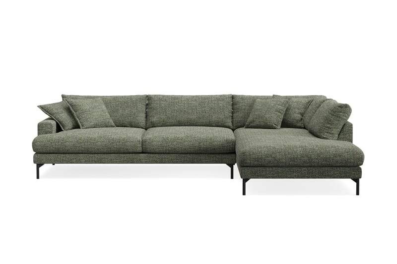 Menard Premium 5-personers Højrevendt L-formet Dyb ChaiselongSofa i Chenille - Grøn - Møbler - Sofaer - Sofa med sjeselong