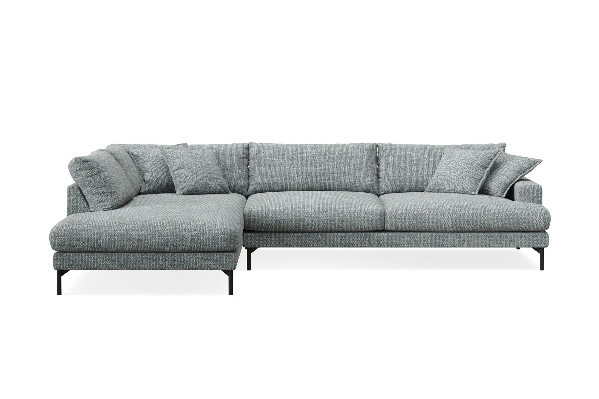 Menard Premium 5-personers Venstrevendt L-formet Dyb ChaiselongSofa i Chenille - Grå/Blå - Møbler - Sofaer - Sofa med sjeselong