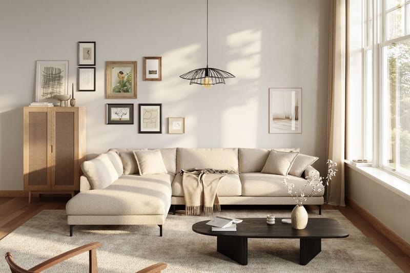 Menard Premium 5-personers Venstrevendt L-formet Dyb ChaiselongSofa i Bouclé - Lys Beige - Møbler - Sofaer - Sofa med sjeselong