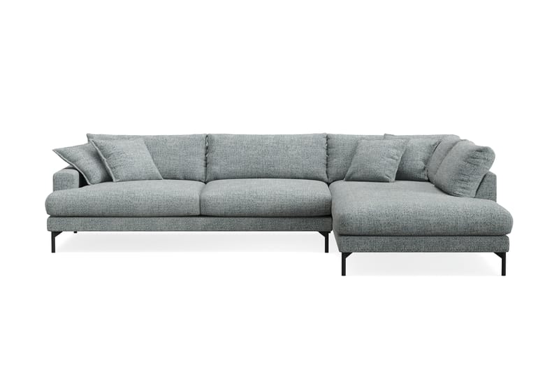 Menard Premium 5-personers Højrevendt L-formet Dyb ChaiselongSofa i Chenille - Grå/Blå - Møbler - Sofaer - Sofa med sjeselong