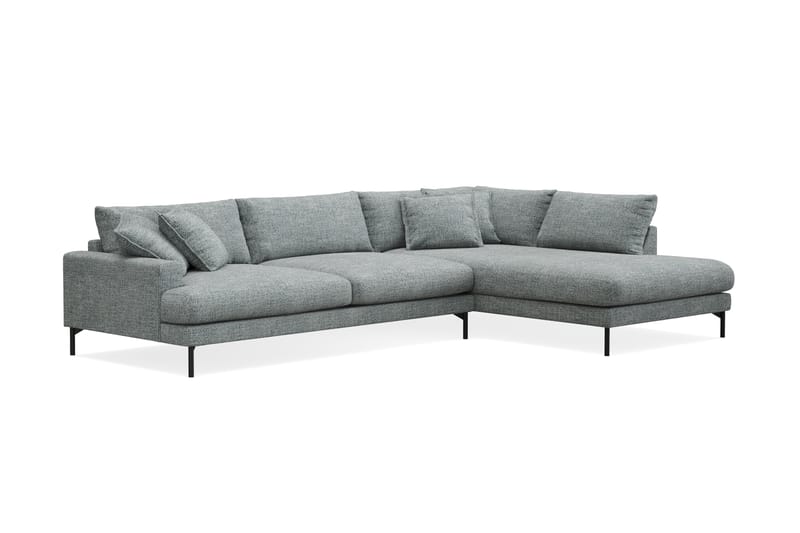 Menard Premium 5-personers Højrevendt L-formet Dyb ChaiselongSofa i Chenille - Grå/Blå - Møbler - Sofaer - Sofa med sjeselong