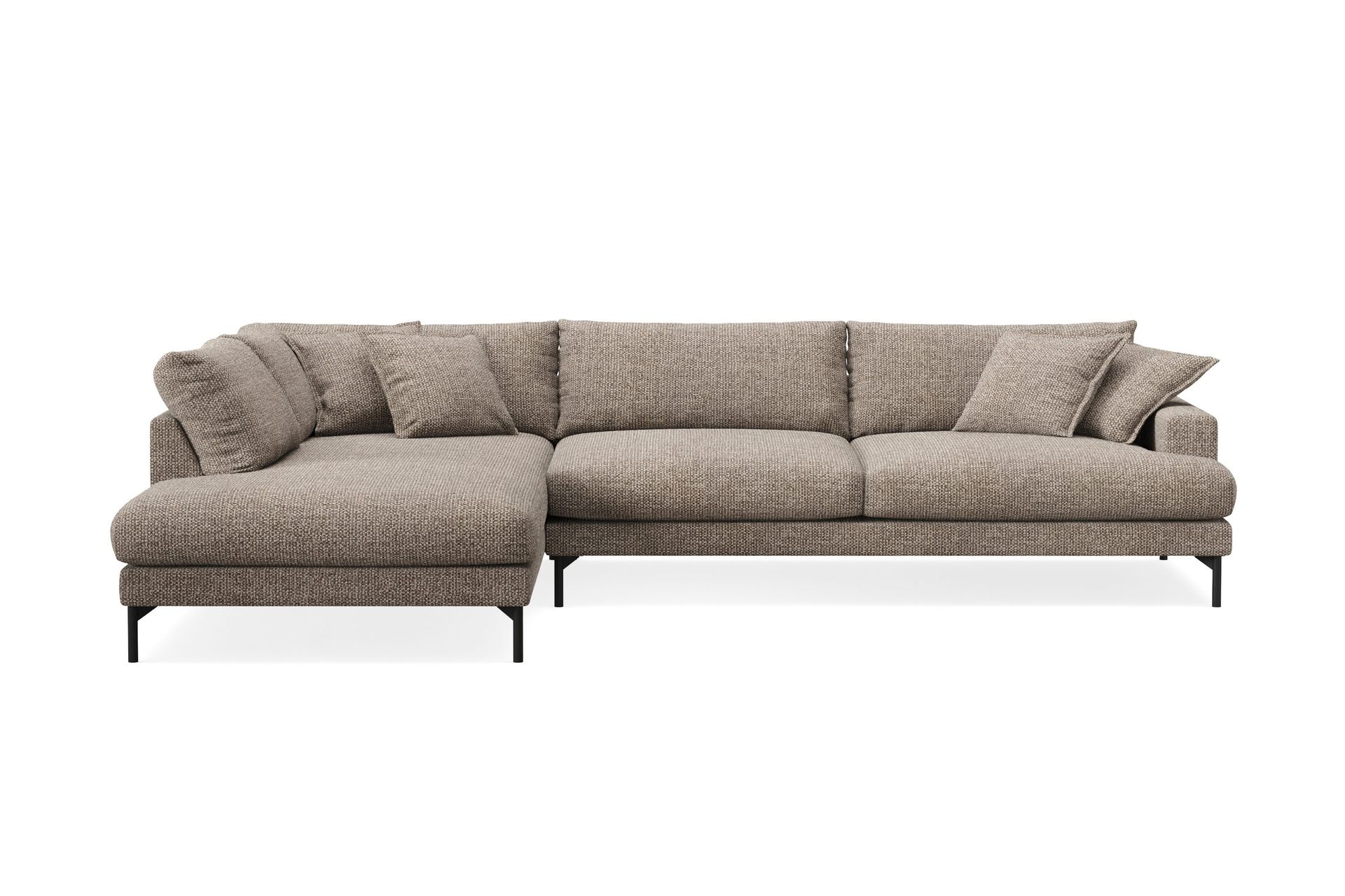 Menard Premium 5-seters venstrevendt L-formet dyp sjeselongsofa i chenille - Brun