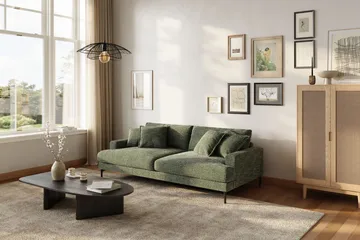 Menard Premium 4-seters dyp sofa i chenille - Grønn - Møbler - Sofaer - 4 seter sofa