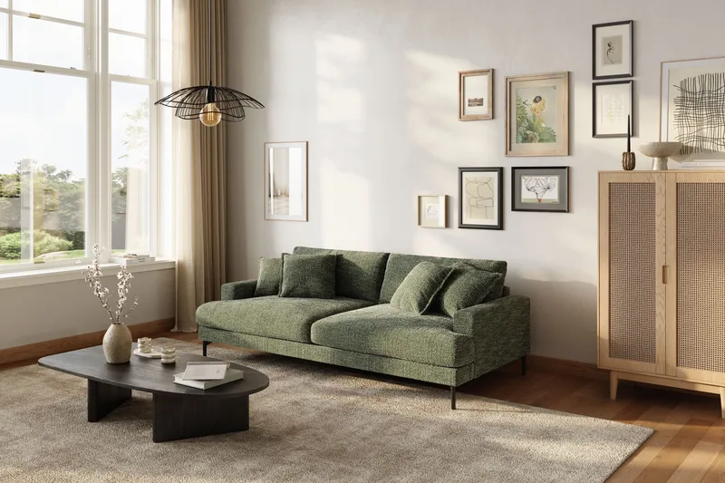 Menard Premium 4-personers Dyb Sofa i Chenille - Grøn - Møbler - Sofaer - 4 seter sofa