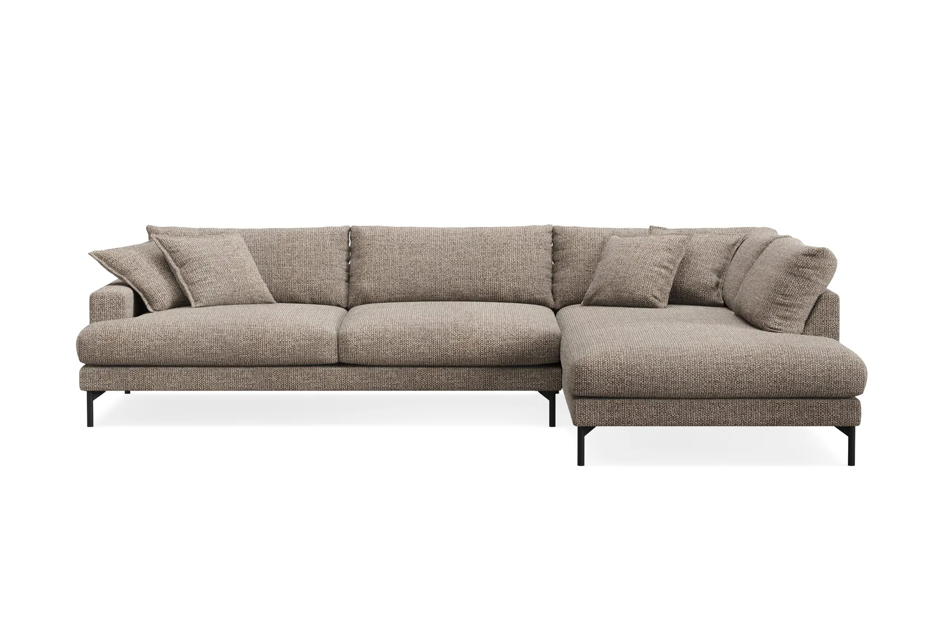 Menard Premium 5-seters høyrevendt L-formet dyp sjeselongsofa i chenille - Brun