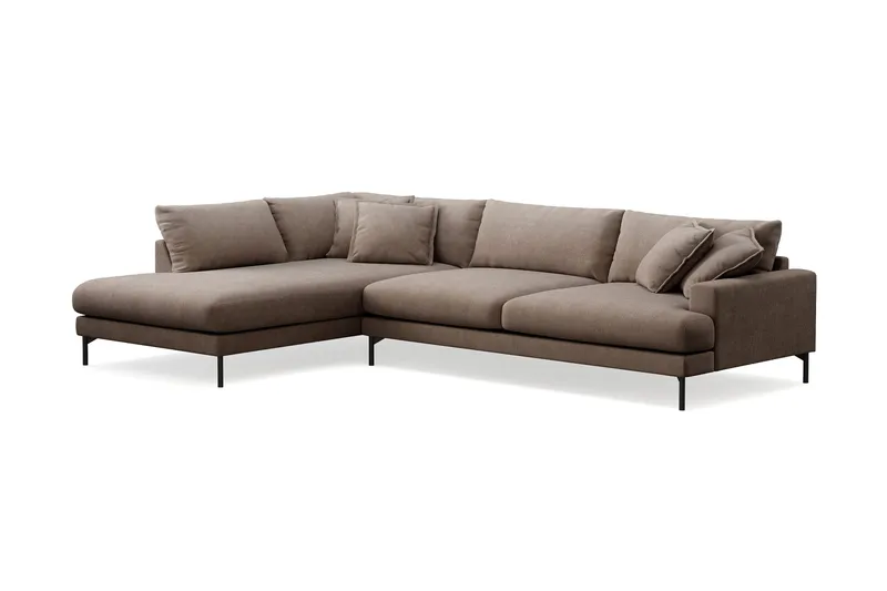 Menard Premium 5-seters venstrevendt L-formet dyp sjeselongsofa i stoff - Brun - Møbler - Sofaer - Sofa med sjeselong