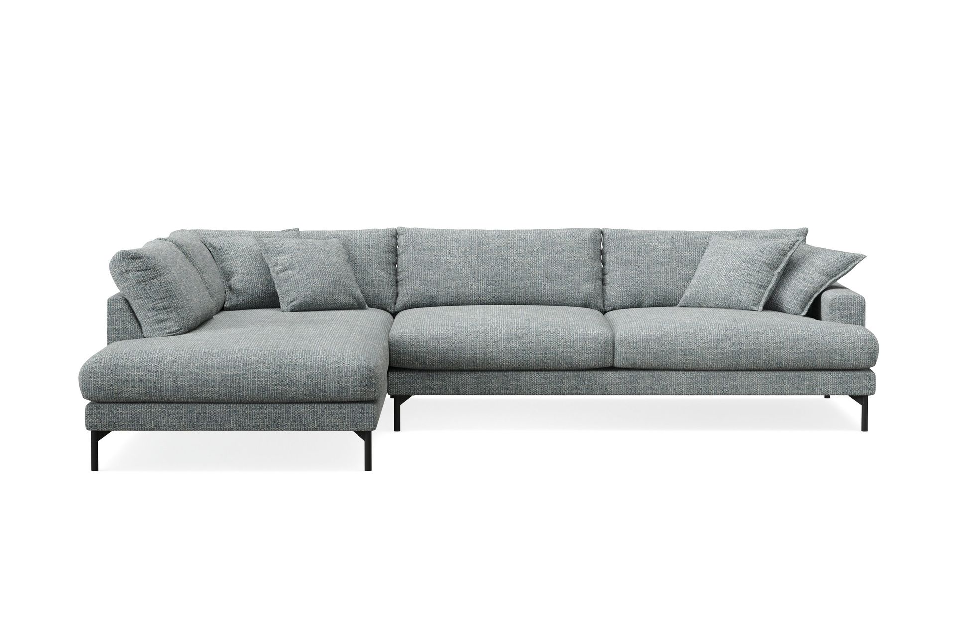 Menard Premium 5-seters venstrevendt L-formet dyp sjeselongsofa i chenille - Grå/Blå