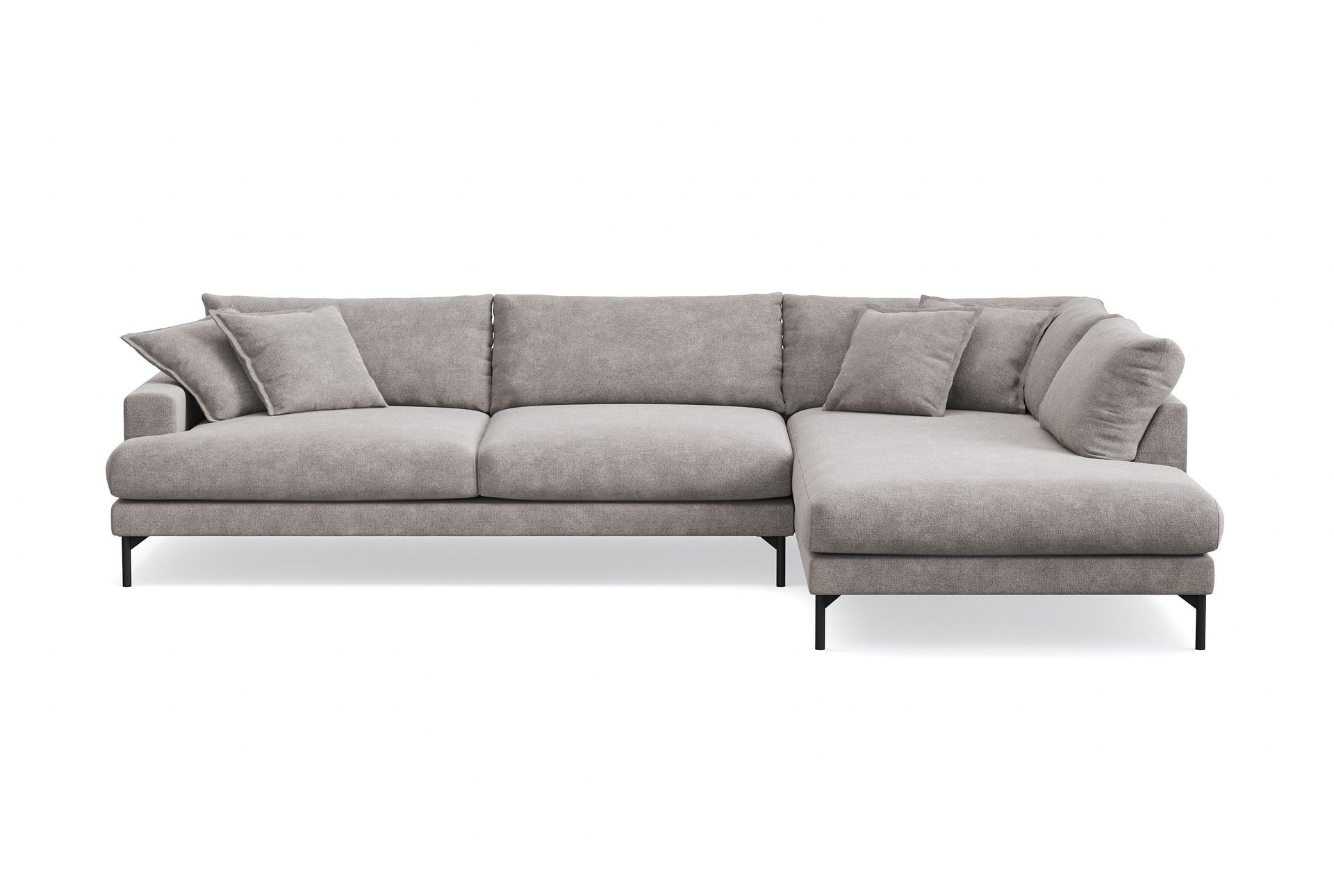 Menard Premium 5-seters høyrevendt L-formet dyp sjeselongsofa i chenille - Grå/Brun