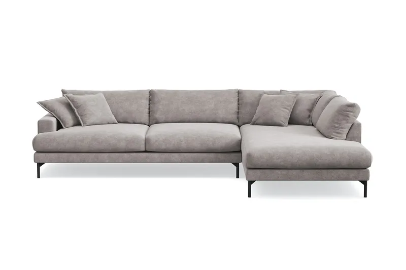 Menard Premium 5-seters høyrevendt L-formet dyp sjeselongsofa i chenille - Grå/Brun - Møbler - Sofaer - Sofa med sjeselong