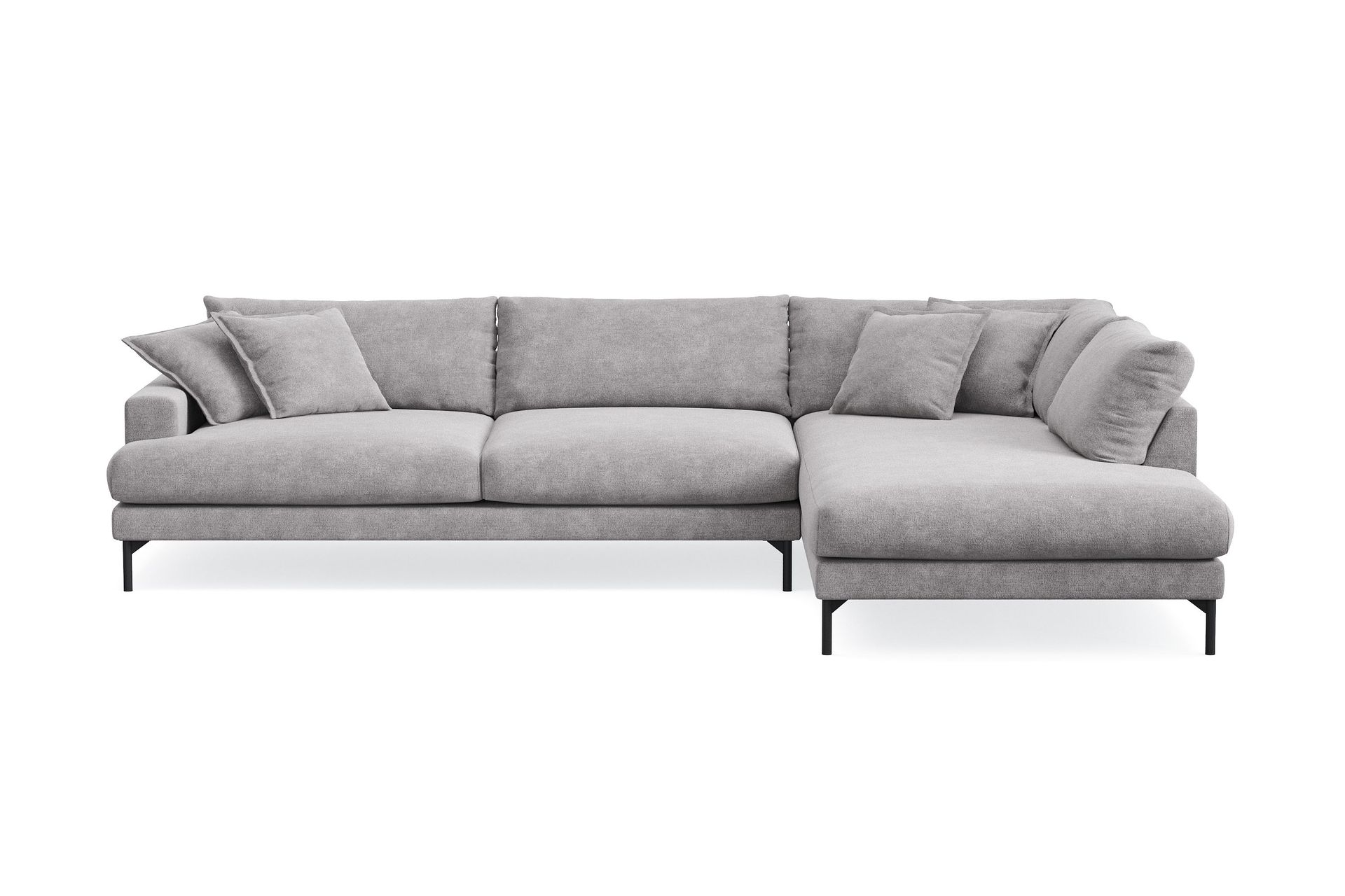 Menard Premium 5-seters høyrevendt L-formet dyp sjeselongsofa i chenille - Grå