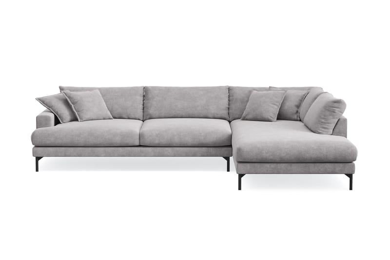 Menard Premium 5-seters høyrevendt L-formet dyp sjeselongsofa i chenille - Grå - Møbler - Sofaer - Sofa med sjeselong