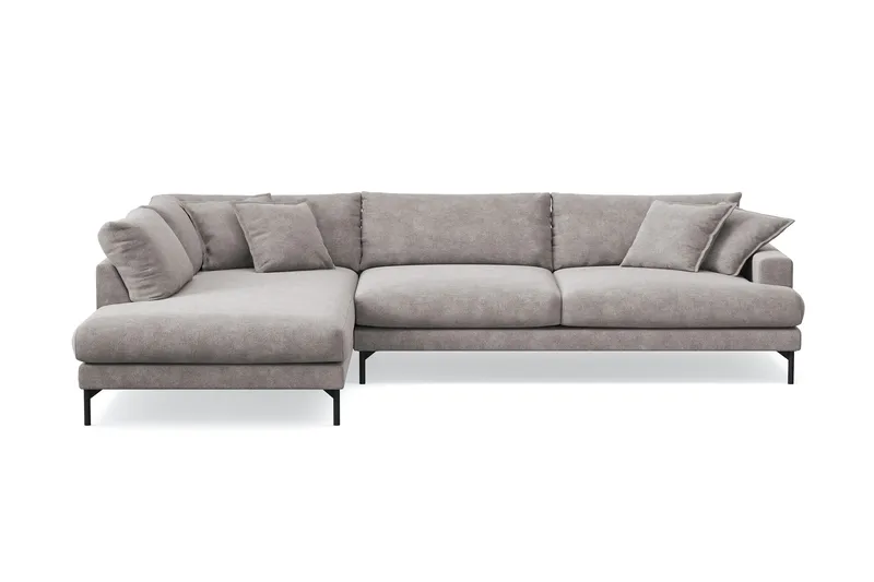 Menard Premium 5-seters venstrevendt L-formet dyp sjeselongsofa i chenille - Grå/Brun - Møbler - Sofaer - Sofa med sjeselong