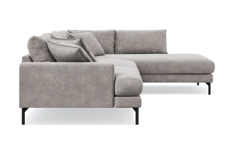 Menard Premium 5-seters høyrevendt L-formet dyp sjeselongsofa i chenille - Grå/Brun - Møbler - Sofaer - Sofa med sjeselong
