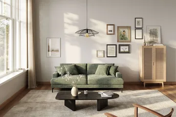 Menard Premium 4-seters dyp sofa i chenille - Grønn - Møbler - Sofaer - 4 seter sofa