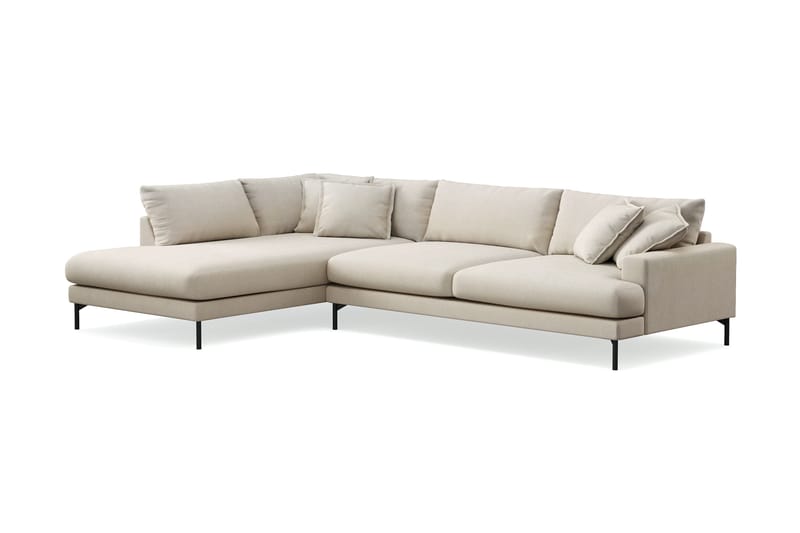 Menard Premium 5-seters venstrevendt L-formet dyp sjeselongsofa i stoff - Beige - Møbler - Sofaer - Sofa med sjeselong
