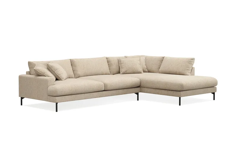 Menard Premium 5-personers Højrevendt L-formet Dyb ChaiselongSofa i Chenille - Beige - Møbler - Sofaer - Sofa med sjeselong