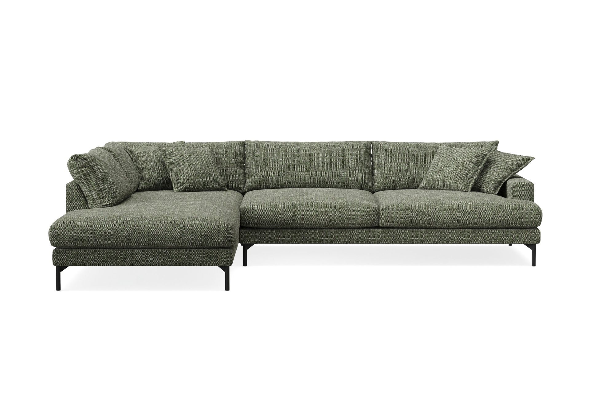 Menard Premium 5-seters venstrevendt L-formet dyp sjeselongsofa i chenille - Grønn