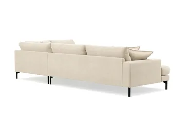 Menard Premium 5-seters høyrevendt L-formet dyp sjeselongsofa i chenille - Trenza 06, Beige Chenille - Møbler - Sofaer - Sofa med sjeselong