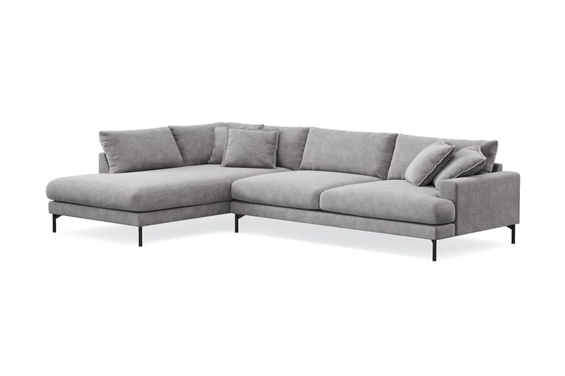 Menard Premium 5-seters venstrevendt L-formet dyp sjeselongsofa i chenille - Grå - Møbler - Sofaer - Sofa med sjeselong