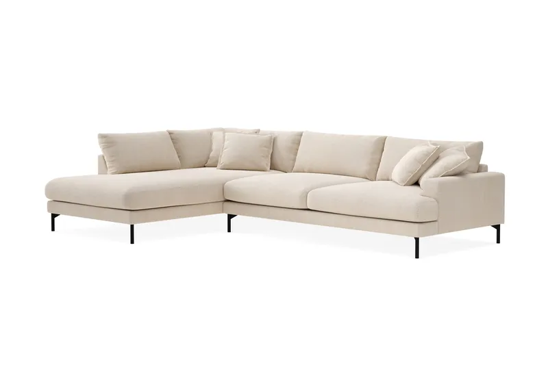Menard Premium 5-personers Venstrevendt L-formet Dyb ChaiselongSofa i Chenille - Lys Beige - Møbler - Sofaer - Sofa med sjeselong
