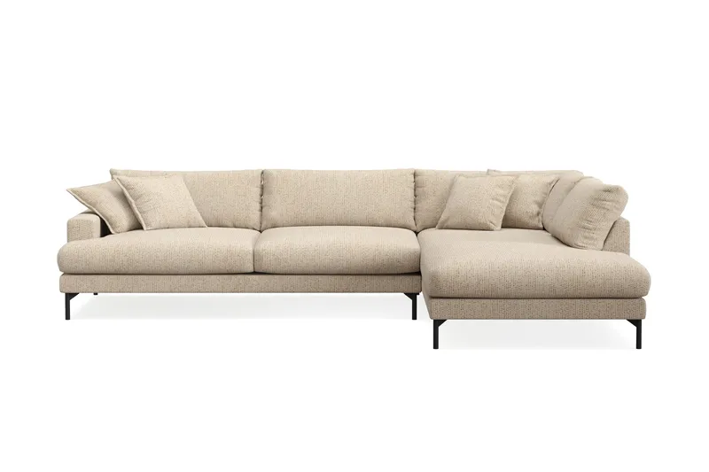 Menard Premium 5-personers Højrevendt L-formet Dyb ChaiselongSofa i Chenille - Beige - Møbler - Sofaer - Sofa med sjeselong