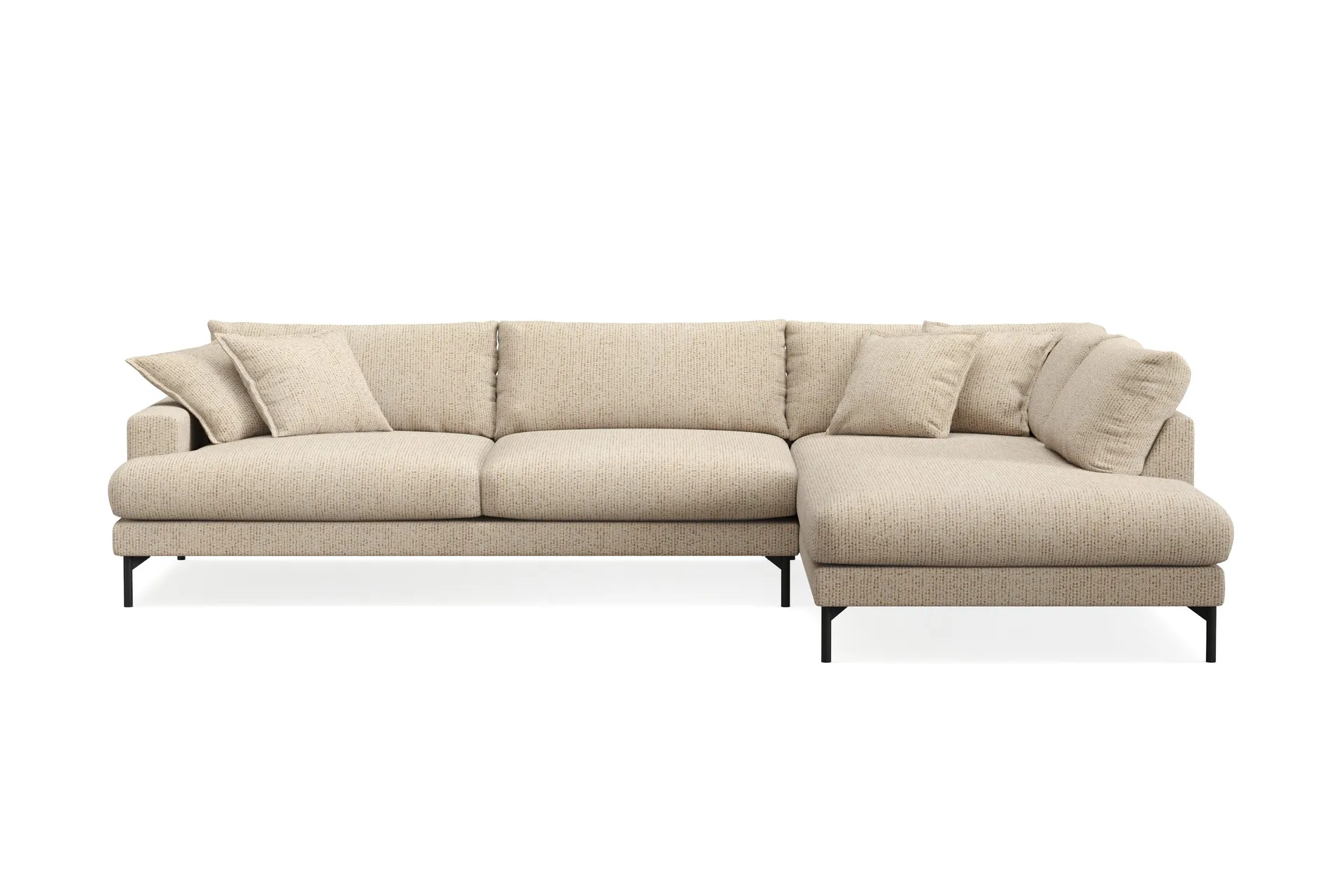 Menard Premium 5-seters høyrevendt L-formet dyp sjeselongsofa i chenille - Beige