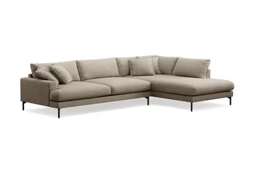 Menard Premium 5-seters høyrevendt L-formet dyp sjeselongsofa i stoff - Brun - Møbler - Sofaer - Sofa med sjeselong