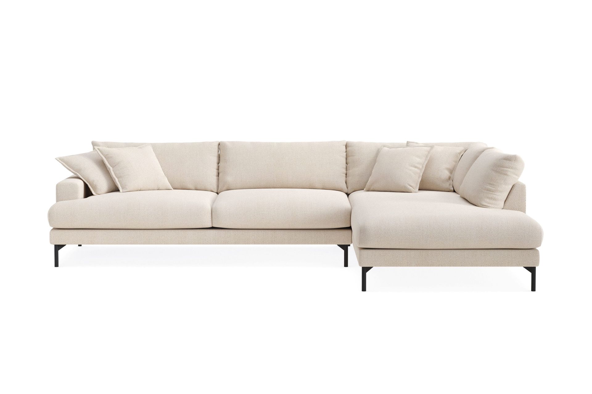 Menard Premium 5-seters høyrevendt L-formet dyp sjeselongsofa i chenille - Lysbeige