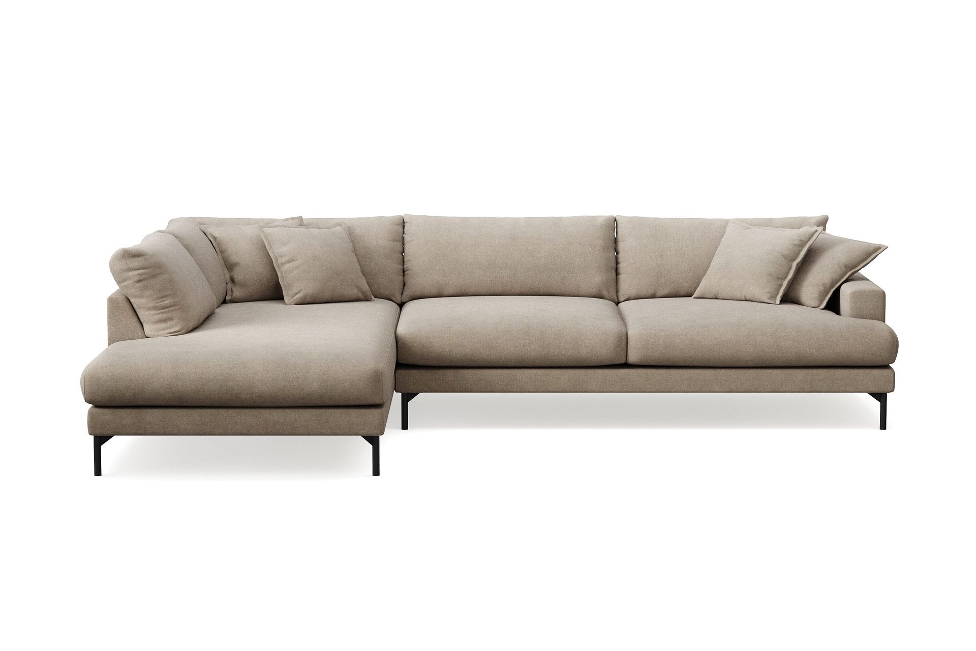 Menard Premium 5-seters venstrevendt L-formet dyp sjeselongsofa i stoff - Brun
