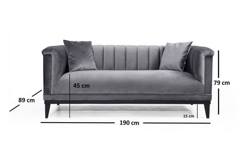 Mezonzo 2-seter Sofa - Grå - 2 seter sofa