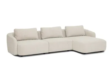 Milano avrundet 5-seters høyrevendt L-sofa med lav rygg i beige bouclé - Beige - Møbler - Sofaer - Sofa med sjeselong