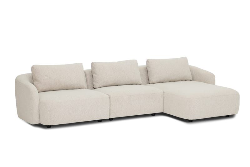 Milano avrundet 5-seters høyrevendt L-sofa med lav rygg i beige bouclé - Beige - Møbler - Sofaer - Sofa med sjeselong