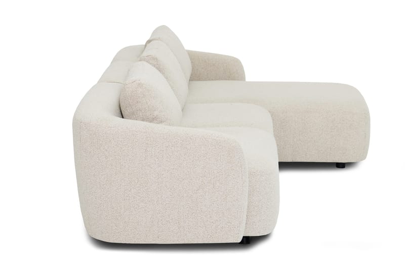 Milano avrundet 5-seters høyrevendt L-sofa med lav rygg i beige bouclé - Beige - Møbler - Sofaer - Sofa med sjeselong